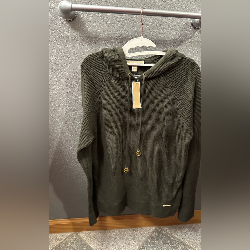 Michael Kors green hooded shirt